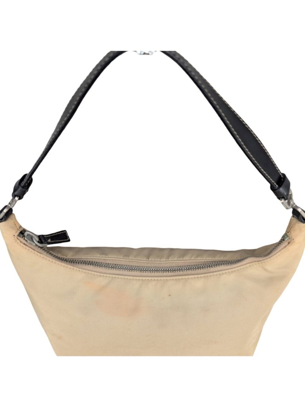 Vtg Prada Tessuto Sirio Mini Shoulder Bag Beige Nylon BR1267 Y2K Hobo Purse - Picture 5 of 13